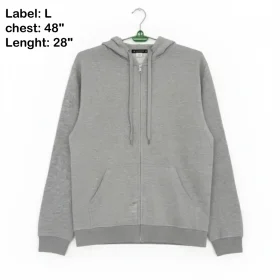 "Classic zip-up unisex hoodie with adjustable hood and front pockets, perfect for casual winter wear"