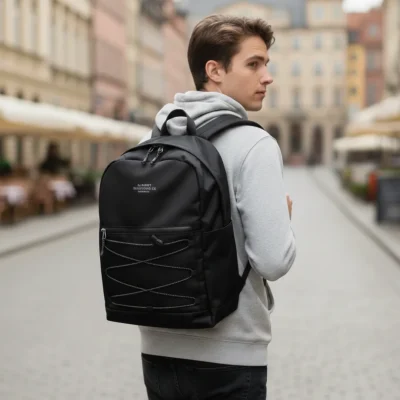 Black stylish everyday bag for men and women with durable lightweight design