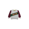 Tokyo printed kids sweatshirt with maroon sleeves and grey body
