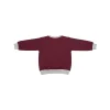 Tokyo printed kids sweatshirt with maroon sleeves and grey body