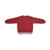 Back view of a plain maroon long-sleeve kids' sweatshirt with a light-grey hem.