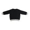 Back view of a plain black long-sleeve kids' sweatshirt with a light-grey hem and cuffs.