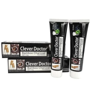 Clever Doctor Bamboo Charcoal Toothpaste 110g for Smoke, Coffee and Tea Surface Stain Removal