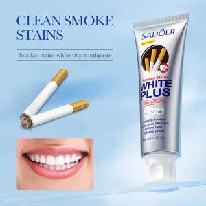 SADOER Smokes Stains White Plus Toothpaste 100g for Smoke and Coffee Surface Stain Removal