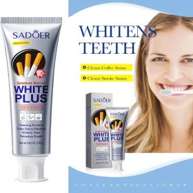 SADOER Smokes Stains White Plus Toothpaste 100g for Smoke and Coffee Surface Stain Removal
