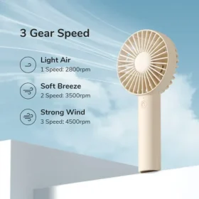 JISULIFE FA21 Handheld Portable Fan Rechargeable Mini Fan with 2000mAh Battery and Type-C Charging