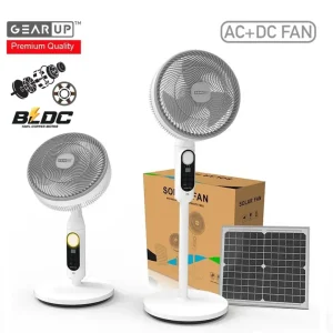 GearUP Rechargeable BLDC Solar Stand Fan with 25W Solar Panel